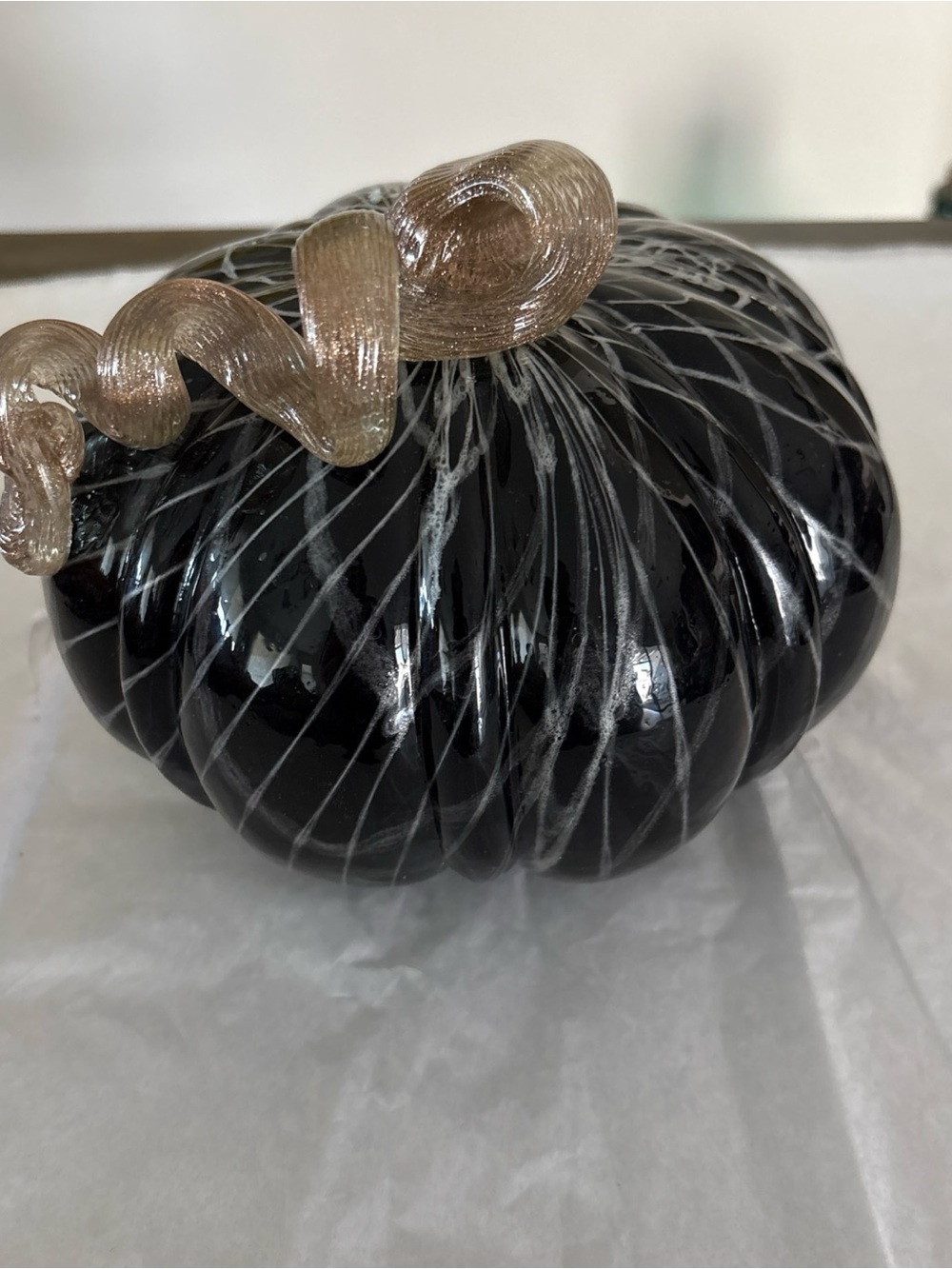 Martha Stewart Handblown Glass Black White Brown Pumpkin